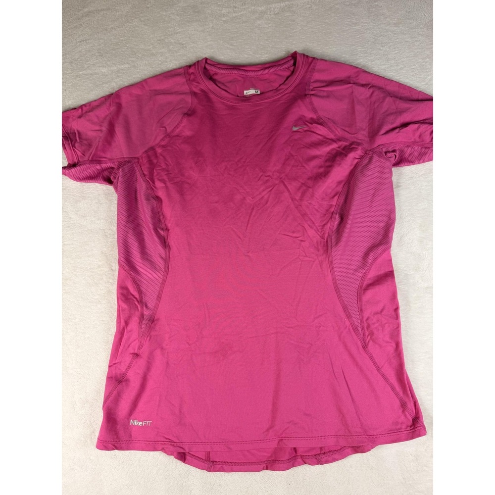 Nike Shirt Womens Medium Pink FIT Dry Short Sleeve Running Athletic Workout Tee